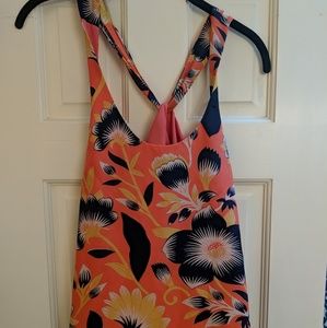 Coral and Navy Floral J Crew Top